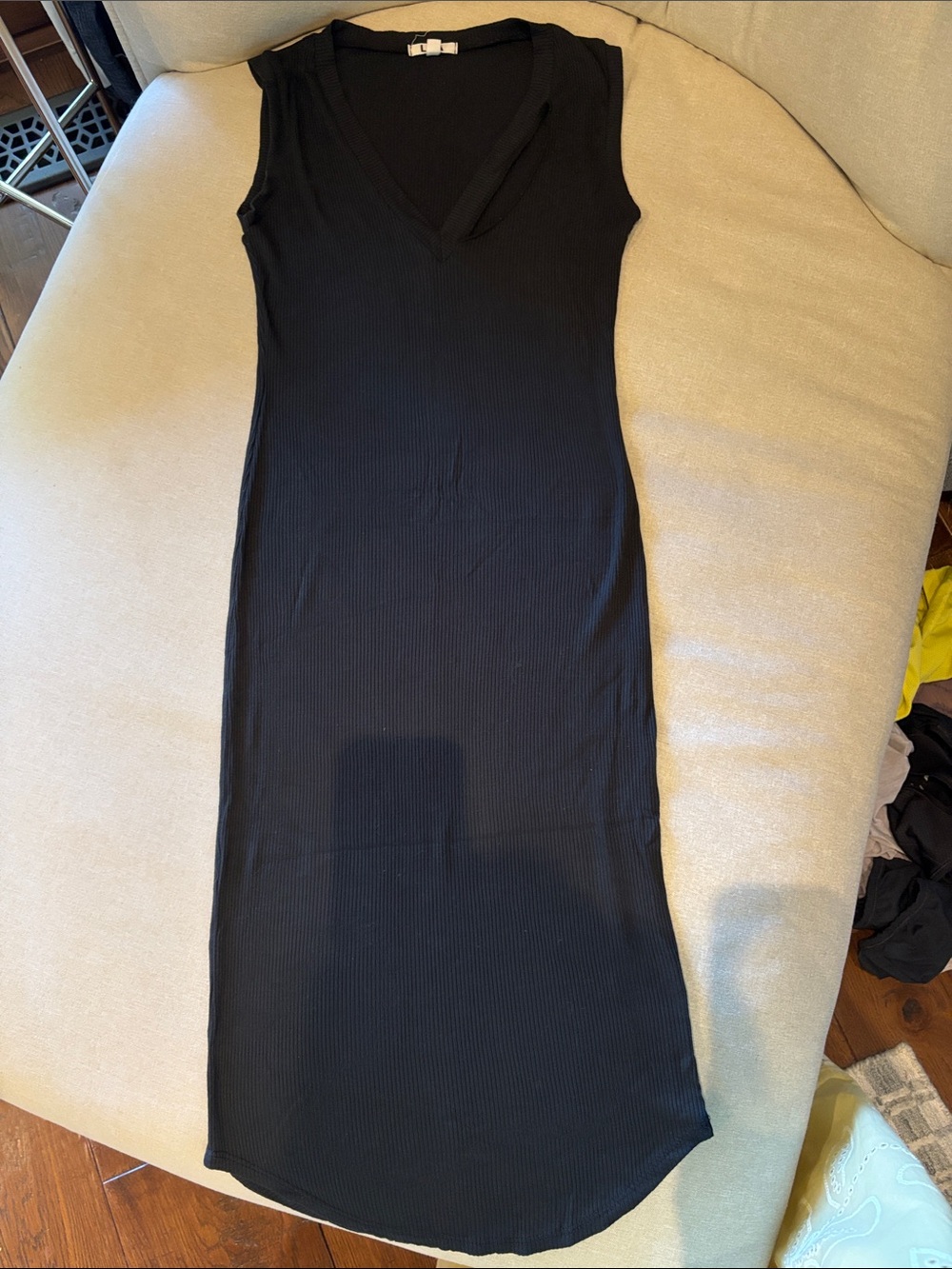 LNA Black Sleeveless V-Neck Maxi Dress